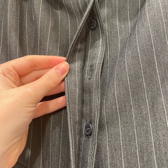 Olia Pinstripe Button Front Bustier Top - Charcoal - Picture 3 of 7